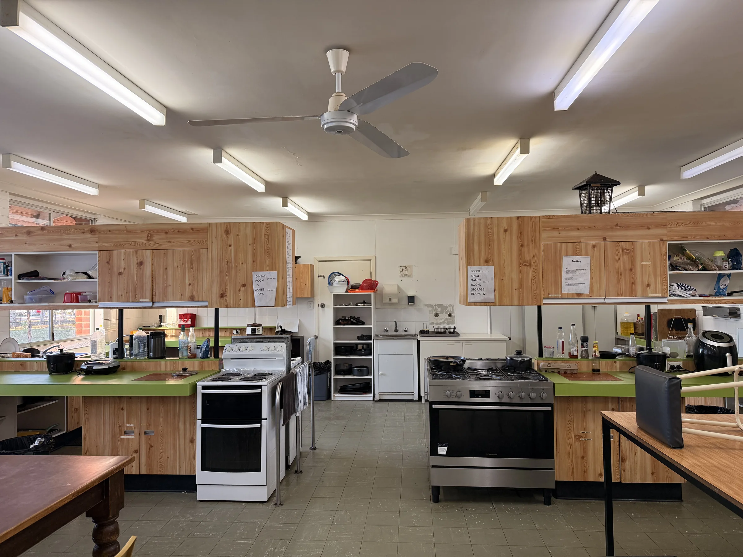 Shared kitchen at Kobeelya, Katanning — housing, bus transport and a weekly accommodation report are part of every placement.