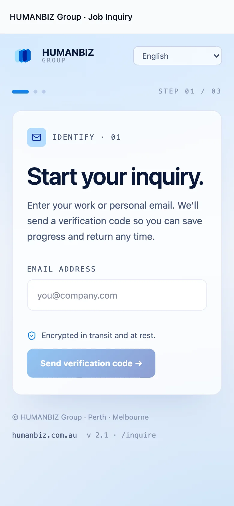 Enquiry — worker portal on a phone