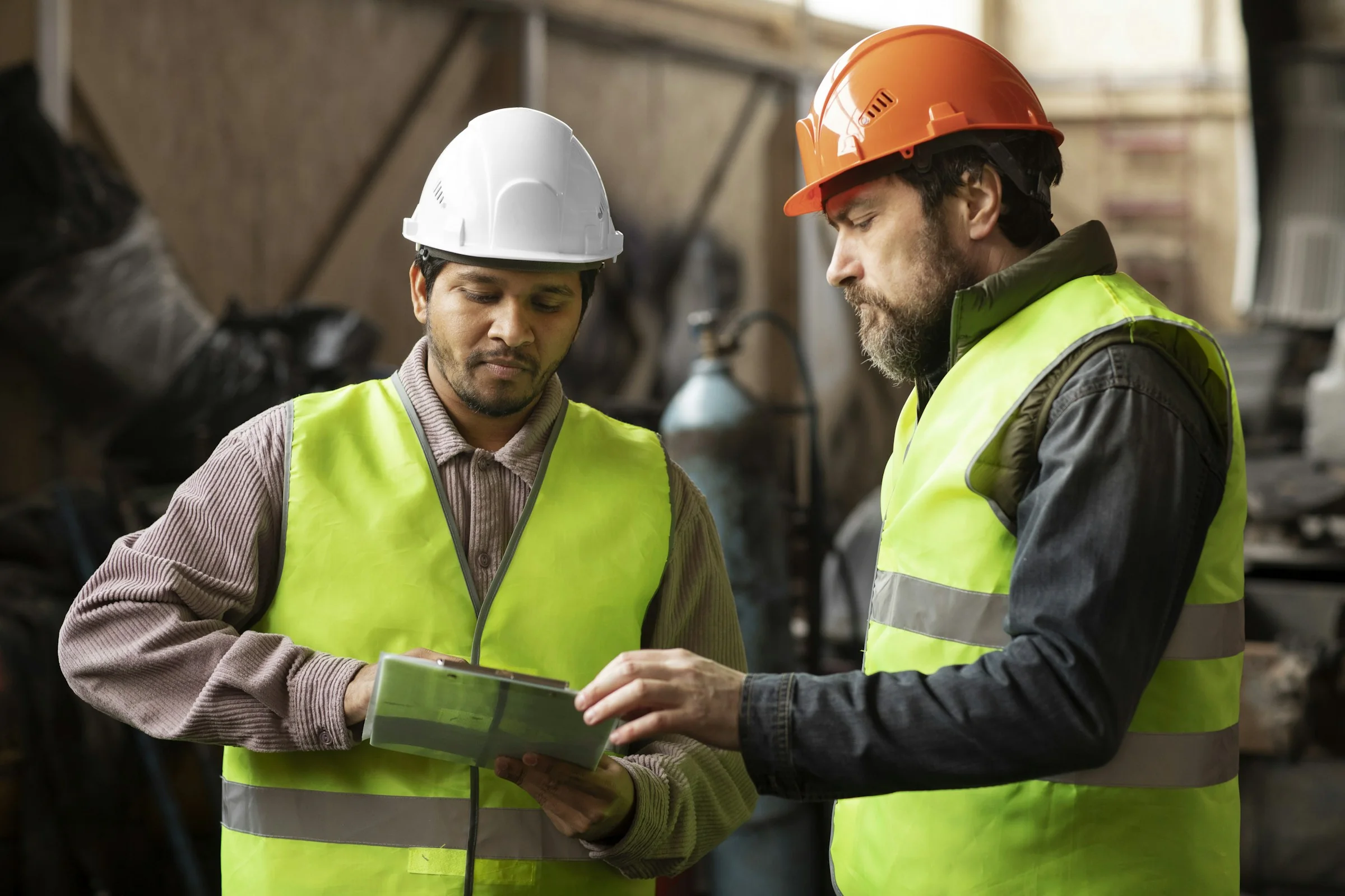 Site managers reviewing the day on a tablet